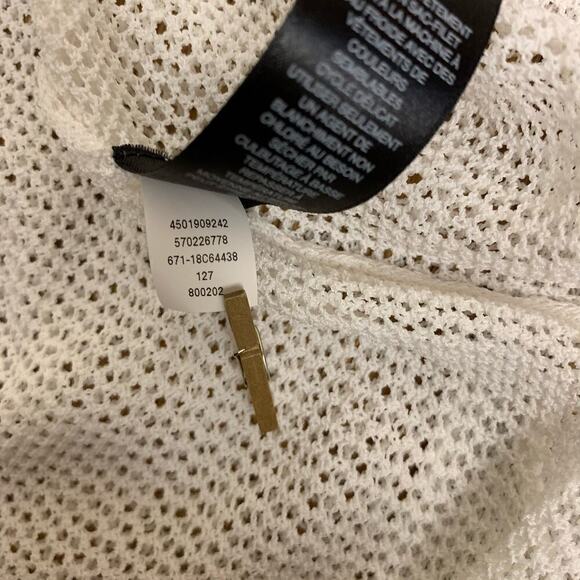 Chicos Travelers Sheer White Mesh Lace-Up Back Cardigan Size 12P - Picture 10 of 11